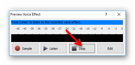 Кнопка остановки записи в программе Voxal Voice Changer